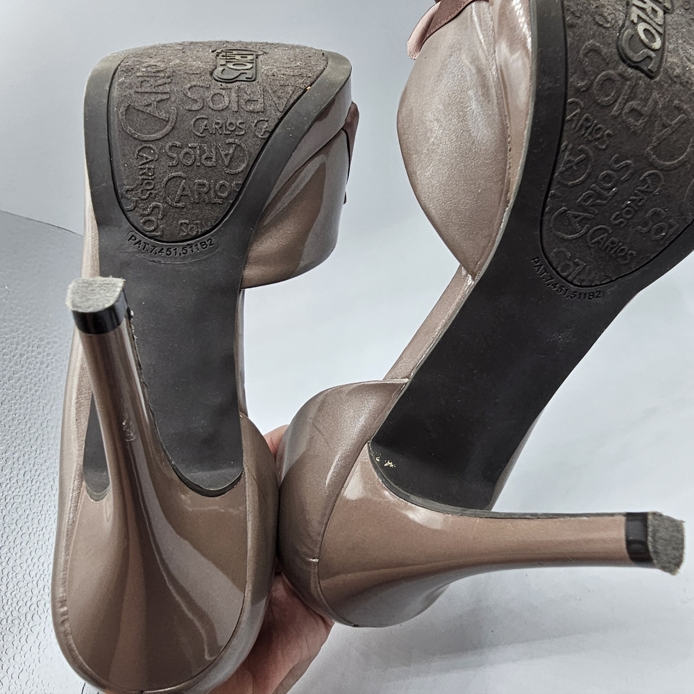 Carlos Santana "Pretty" Bronze Brown Ruffle Peep-Toe Heels - Picture 10 of 14